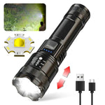 Linterna Táctica LED Recargable – 2000 lm con Zoom, 3 Modos y Pantalla | USB Tipo-C | Resistente al Agua | Emergencias y Camping