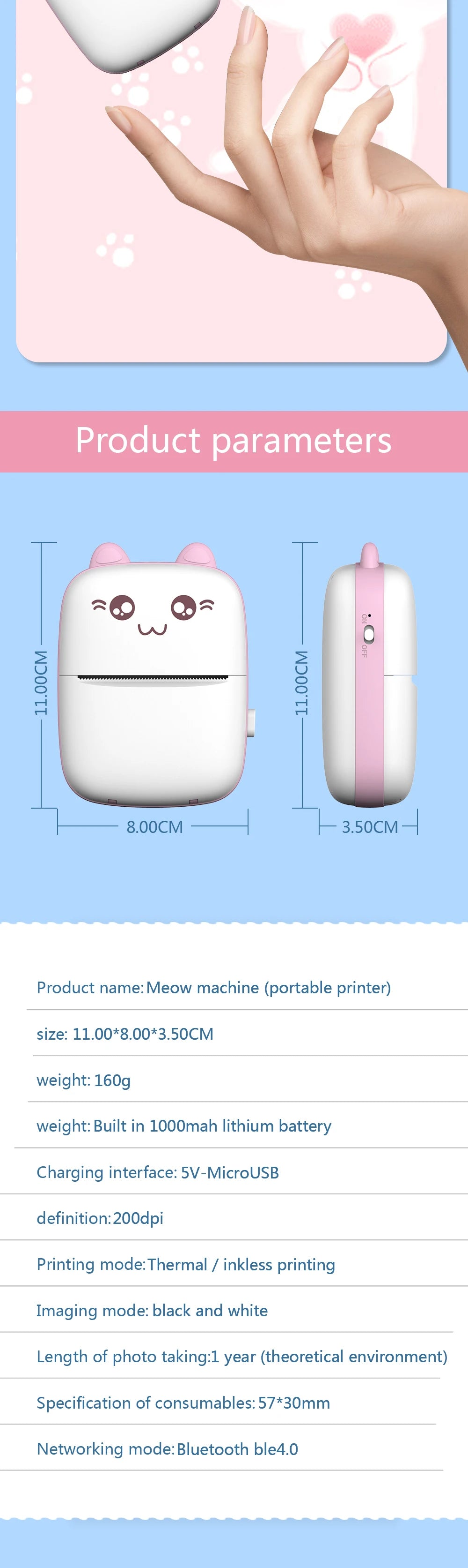 Mini Impresora Térmica Portátil Bluetooth | Sin Tinta, Recargable y Multifuncional para Fotos, Notas y Estudio