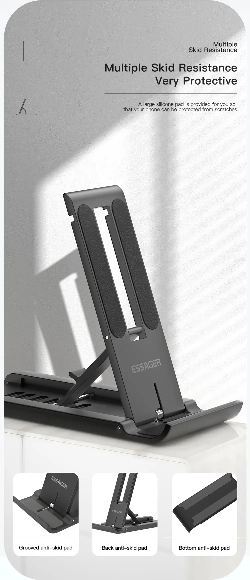 Soporte de Escritorio Plegable Essager – Mini Base Portátil para Celular o Tablet | Compatible con iPhone, Xiaomi, iPad