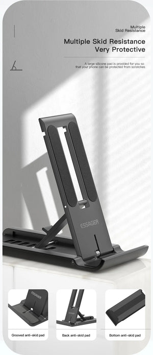 Soporte de Escritorio Plegable Essager – Mini Base Portátil para Celular o Tablet | Compatible con iPhone, Xiaomi, iPad