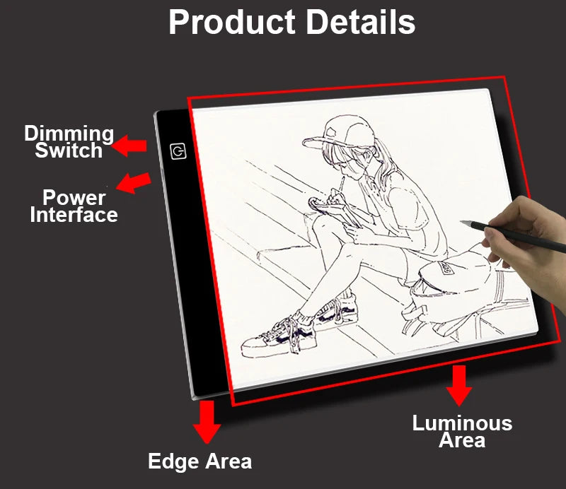 Tableta de Dibujo LED con 3 Niveles de Luz – Bloc de Copiado para Niños | Pintura, Animación y Creatividad
