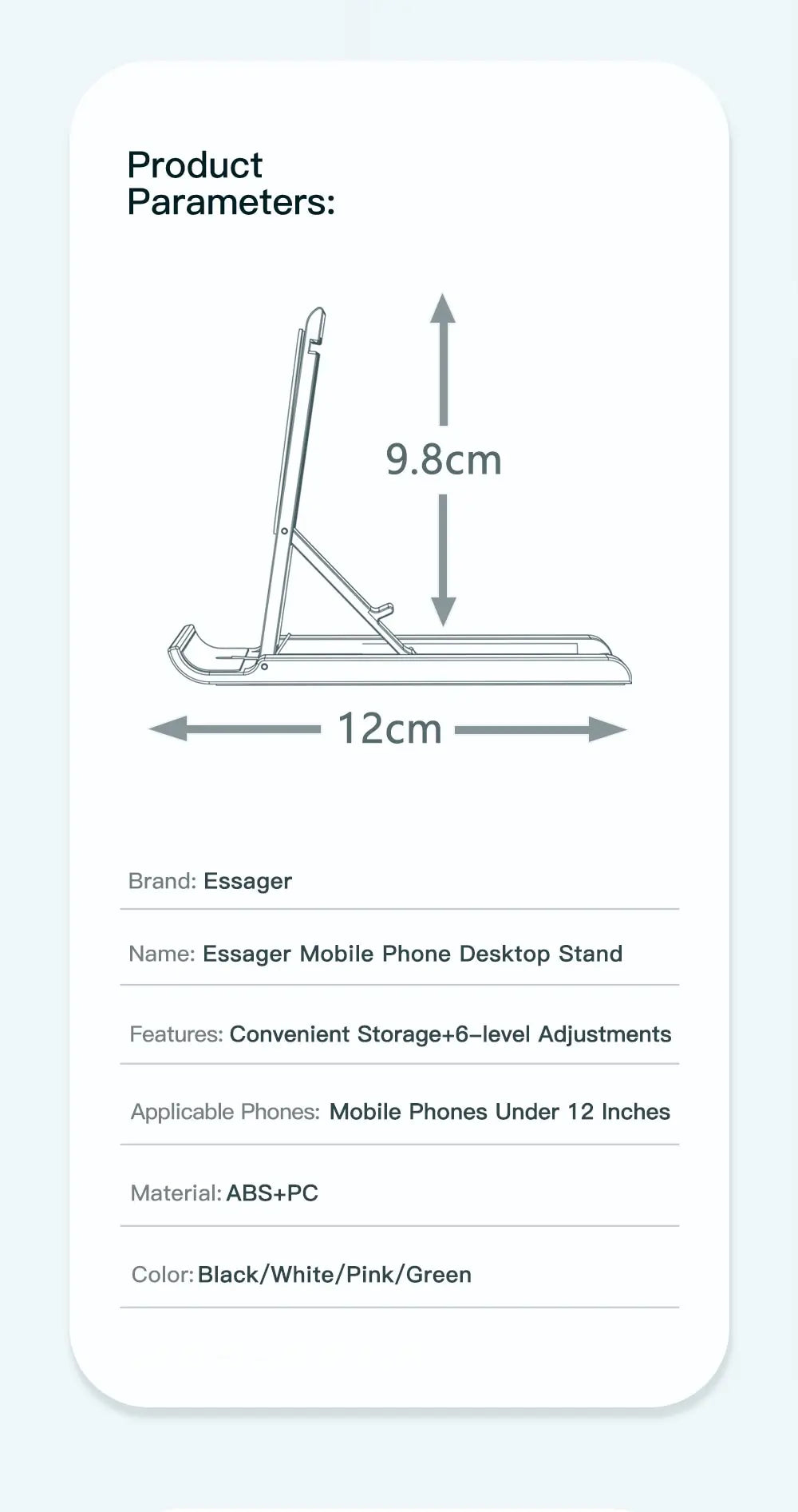 Soporte de Escritorio Plegable Essager – Mini Base Portátil para Celular o Tablet | Compatible con iPhone, Xiaomi, iPad
