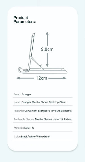 Soporte de Escritorio Plegable Essager – Mini Base Portátil para Celular o Tablet | Compatible con iPhone, Xiaomi, iPad