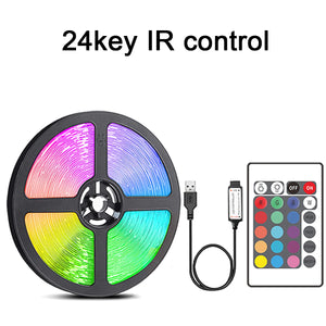 Tira LED RGB 10 m / 20 m con Control Remoto – Iluminación Decorativa para Cuartos, Paredes y Ambientes Festivos | 44 Modos + USB 5V