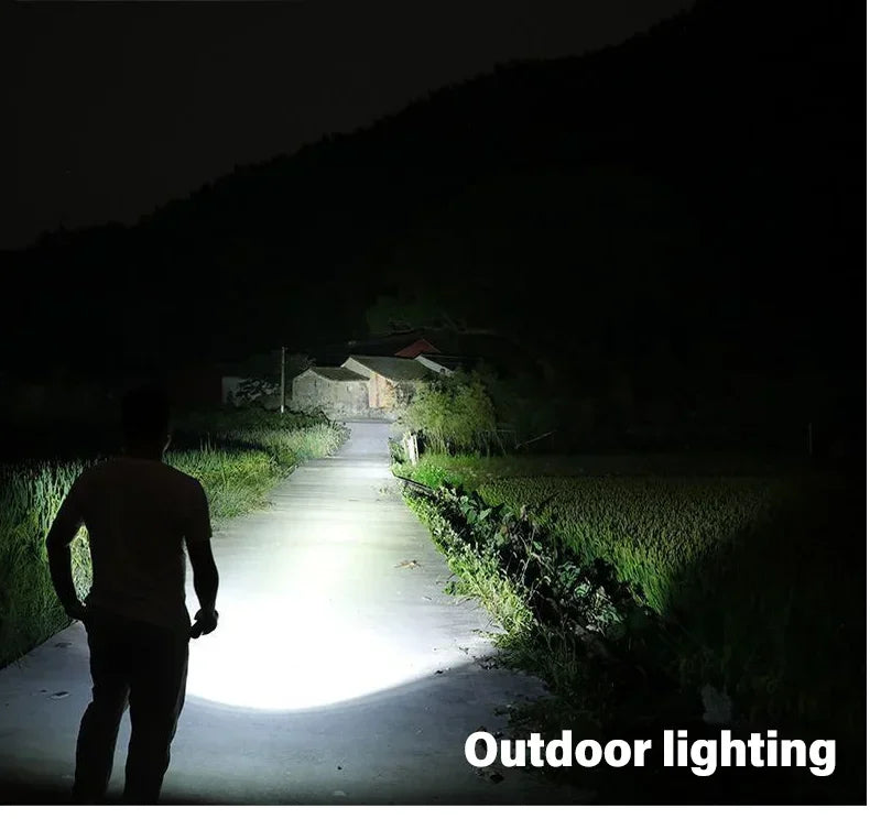Linterna Táctica LED Recargable – 2000 lm con Zoom, 3 Modos y Pantalla | USB Tipo-C | Resistente al Agua | Emergencias y Camping