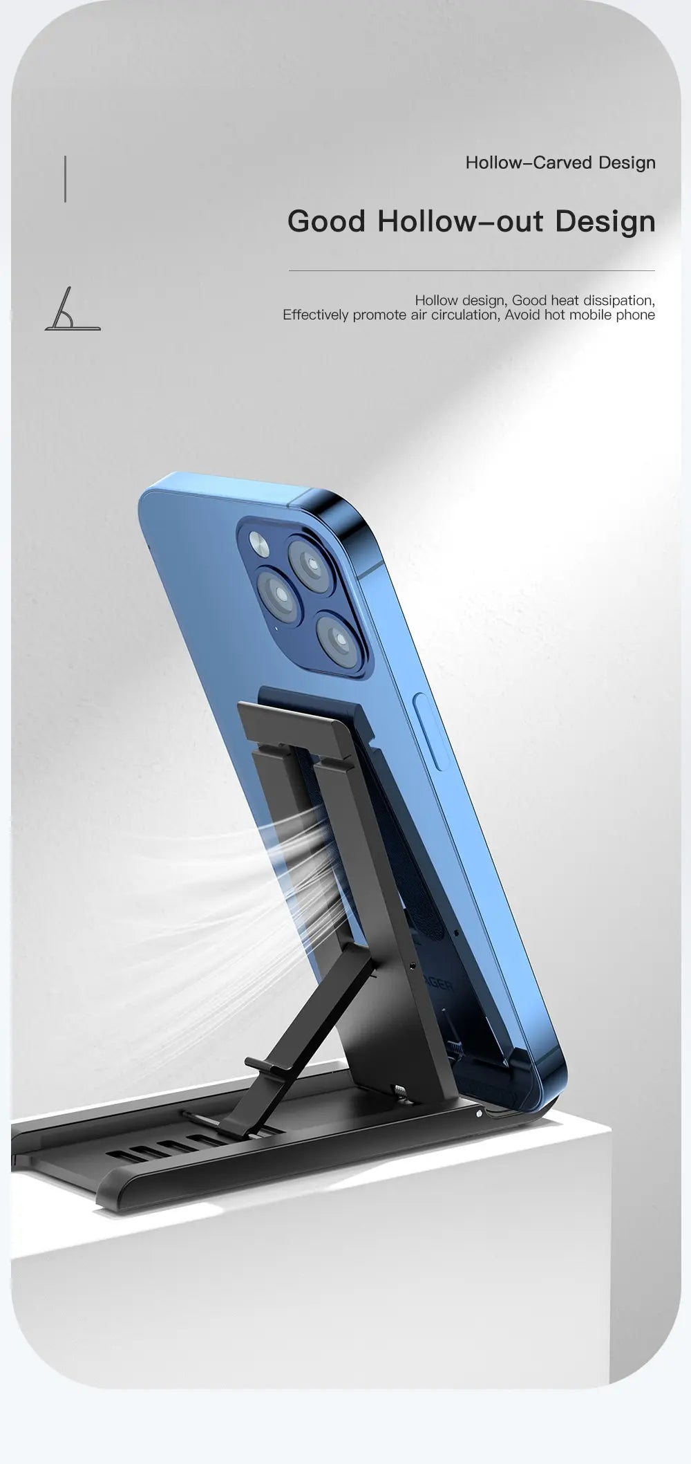 Soporte de Escritorio Plegable Essager – Mini Base Portátil para Celular o Tablet | Compatible con iPhone, Xiaomi, iPad