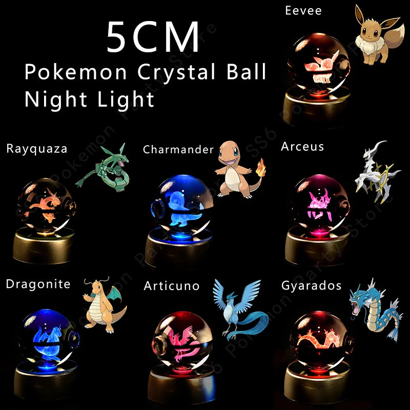 Lámpara Pokebola LED 3D con Base Multicolor | Pikachu, Mewtwo, Gengar, Snorlax y más