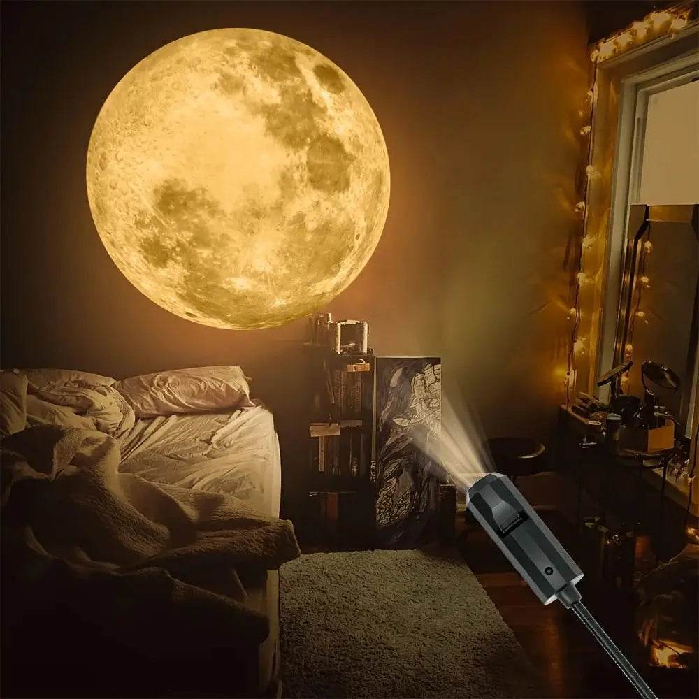 Lámpara Proyector Luna y Tierra – Luz Ambiental con Proyección Giratoria Dormitoria | USB | Ideal paro, Regalo o Decoración