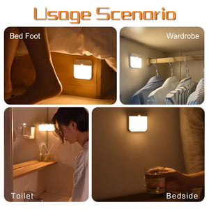 Luz Nocturna LED con Sensor de Movimiento Recargable USB Tipo-C – Luz de Emergencia para Cocina, Escaleras y Armarios
