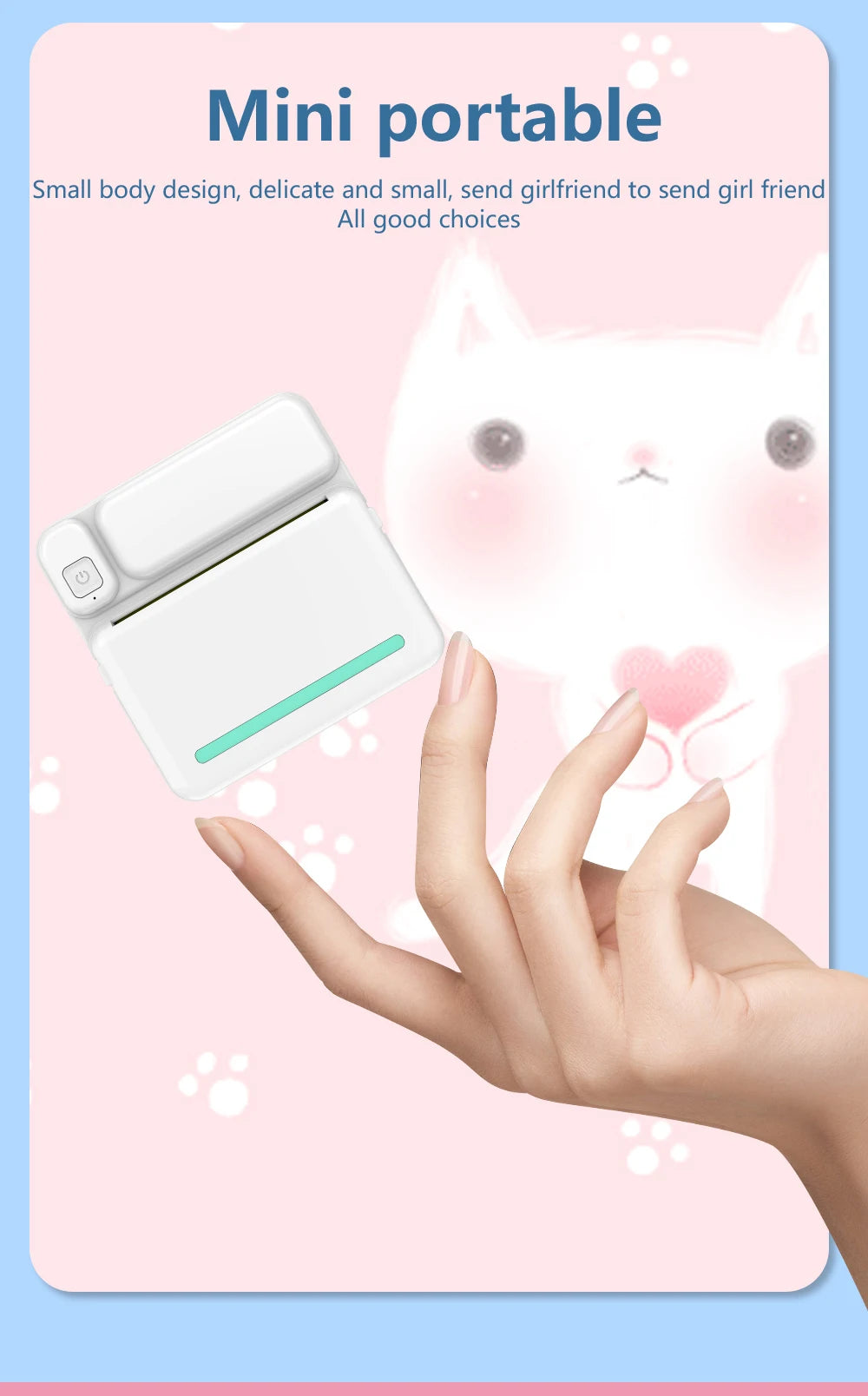 Mini Impresora Térmica Portátil Bluetooth | Sin Tinta, Recargable y Multifuncional para Fotos, Notas y Estudio