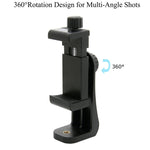 Soporte Universal para Celular con Giro 360° – Montura para Trípode con Rosca 1/4 para Grabación, Streaming o Escritorio