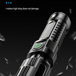 Linterna Táctica LED Recargable – 2000 lm con Zoom, 3 Modos y Pantalla | USB Tipo-C | Resistente al Agua | Emergencias y Camping