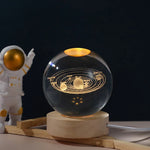 Luz Nocturna LED USB Bola de Cristal Galáctica 3D | Lámpara Luna y Planeta para Decoración de Hogar y Regalos