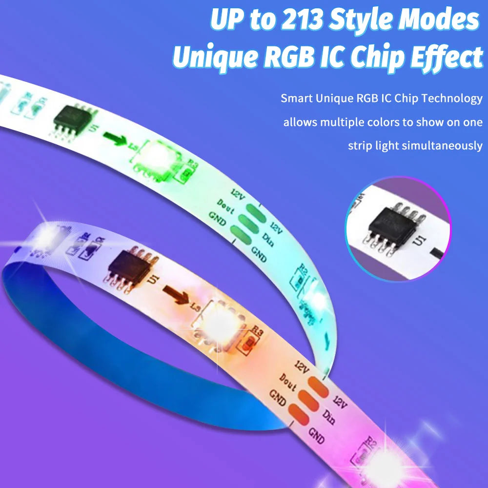 Tira LED RGB - RGBW - WS2812 con Control por App y Control Remoto – Decoración para Recámara