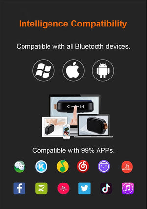 Bocina Bluetooth 5.0 Portátil – Altavoz Inalámbrico Estéreo con Sonido 3D, Tarjeta TF, Radio FM y Diseño Compacto