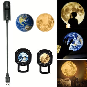 Lámpara Proyector Luna y Tierra – Luz Ambiental con Proyección Giratoria Dormitoria | USB | Ideal paro, Regalo o Decoración