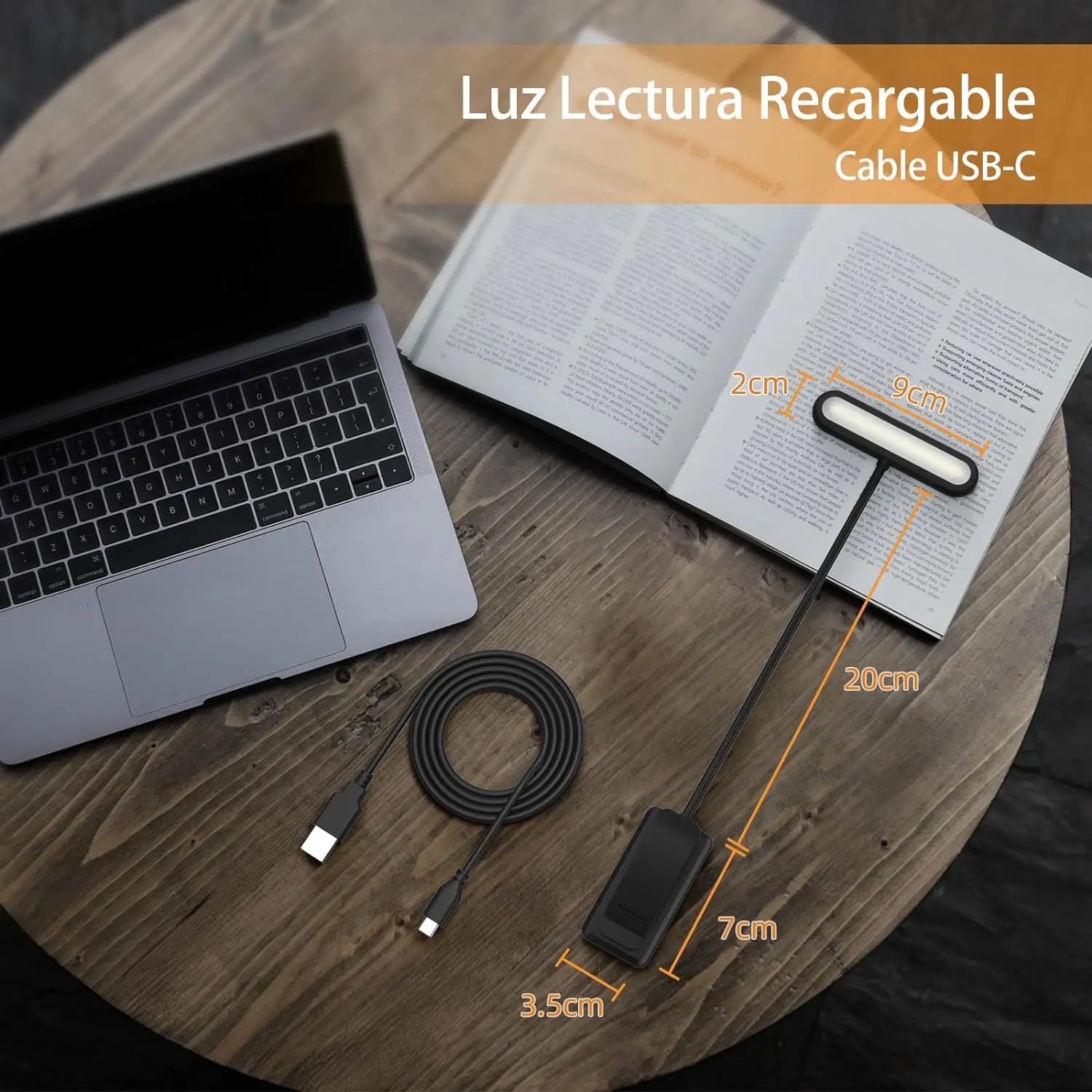 Lámpara LED Recargable para Lectura | Luz de Clip con 14 LEDs y 3 Tonos de Luz