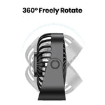 Ventilador USB TOPK Mini 4” Portátil – Silencioso, 3 Velocidades, Cabezal Giratorio 360°, Ideal para Casa, Oficina o Camping