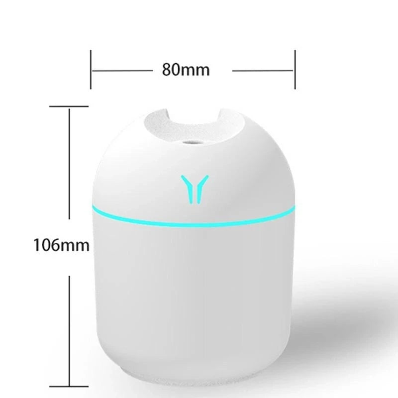 Mini Humidificador USB 250 ml – Difusor Ultrasónico Silencioso con Luz LED para Aromaterapia | Hogar, Oficina o Auto
