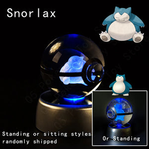 Lámpara Pokebola LED 3D con Base Multicolor | Pikachu, Mewtwo, Gengar, Snorlax y más