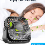 Ventilador USB TOPK Mini 4” Portátil – Silencioso, 3 Velocidades, Cabezal Giratorio 360°, Ideal para Casa, Oficina o Camping