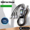 Cable 3 en 1 de Carga Rápida 100W | Universal, Reforzado, Multicarga con USB-C, Micro USB y Lightning