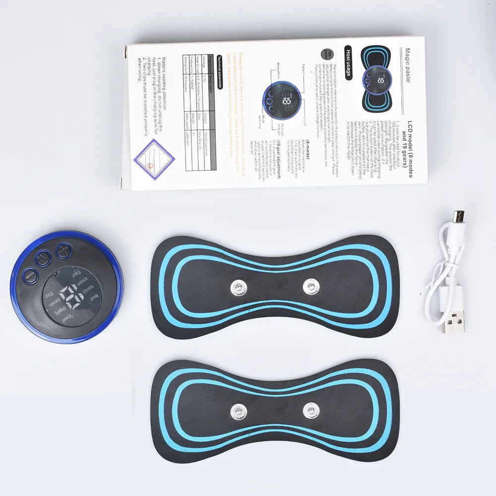 Mini Masajeador Eléctrico EMS – Portátil para Cuello, Espalda y Cuerpo | 8 Modos | Alivio Muscular y Estrés