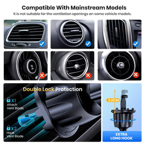 Soporte TOPK para Celular en Auto – Montaje en Ventila de Aire | Compatible con Teléfonos Grandes (4.5''–6.7")