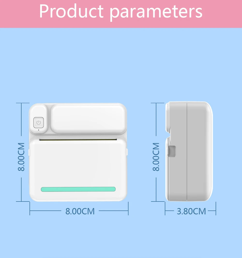Mini Impresora Térmica Portátil Bluetooth | Sin Tinta, Recargable y Multifuncional para Fotos, Notas y Estudio