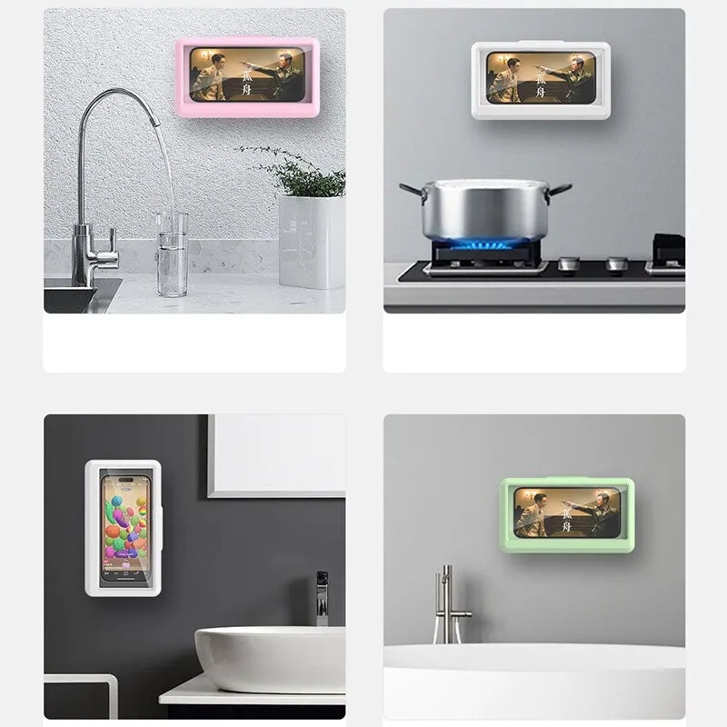 Soporte Impermeable para Celular – Caja Sellada de Pared con Pantalla Táctil | Ideal para Ducha y Baño