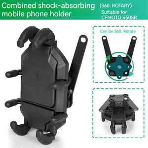 Soporte Premium para Celular CFMOTO 450SR – Amortiguador Antivibración y Giro 360° para Navegación Segura en Moto