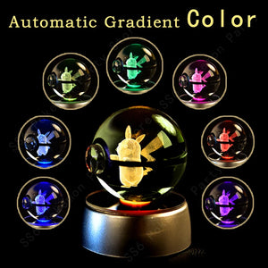 Lámpara Pokebola LED 3D con Base Multicolor | Pikachu, Mewtwo, Gengar, Snorlax y más