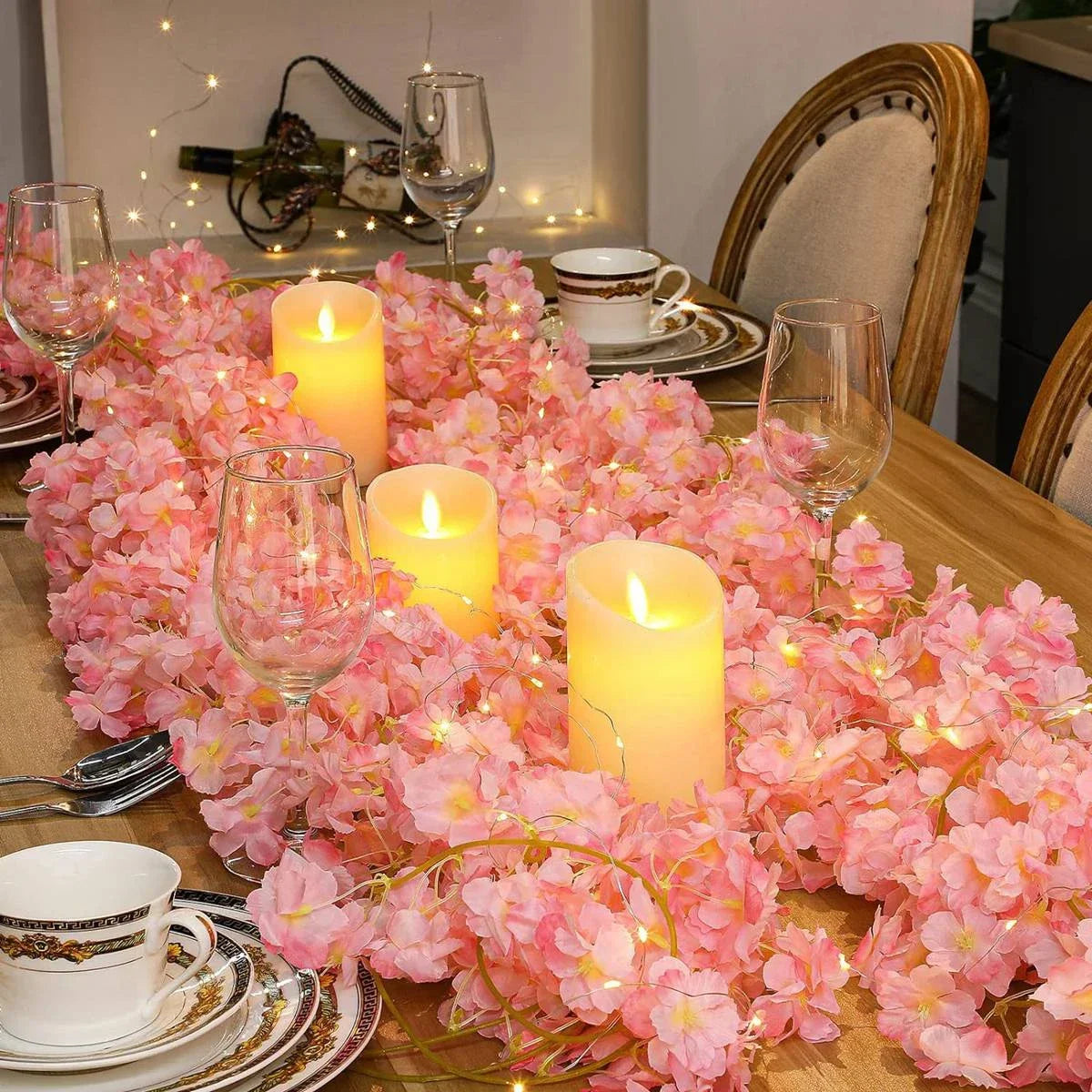 Guirnalda de Luces Sakura 2M – 20 LEDs | Luces de Hadas con Flores Artificiales para Habitación, Boda, Navidad o Eventos