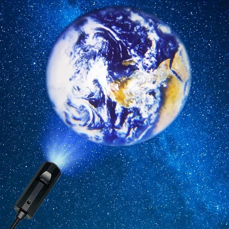 Lámpara Proyector Luna y Tierra – Luz Ambiental con Proyección Giratoria Dormitoria | USB | Ideal paro, Regalo o Decoración