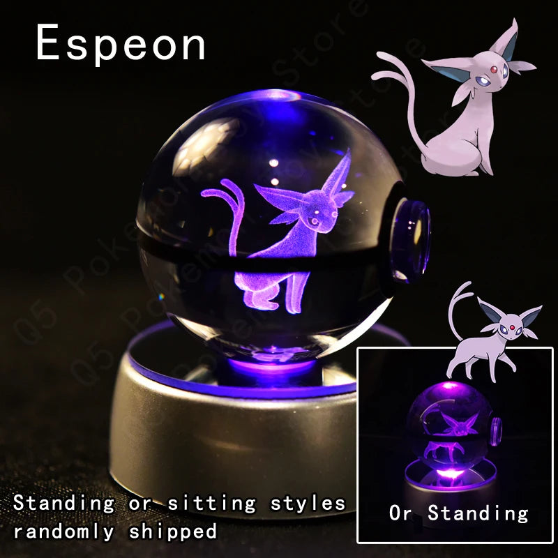 Lámpara Pokebola LED 3D con Base Multicolor | Pikachu, Mewtwo, Gengar, Snorlax y más