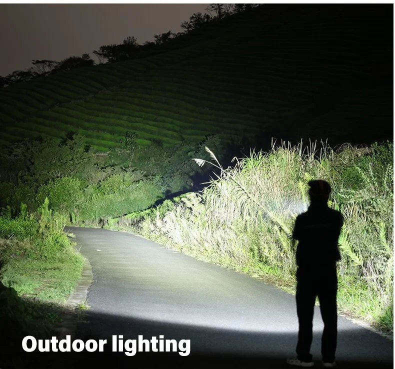 Linterna Táctica LED Recargable – 2000 lm con Zoom, 3 Modos y Pantalla | USB Tipo-C | Resistente al Agua | Emergencias y Camping