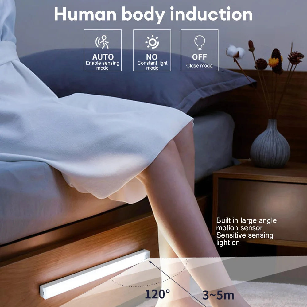 Luz Nocturna LED con Sensor de Movimiento Recargable USB Tipo C – Para Armarios, Escaleras y Cocina