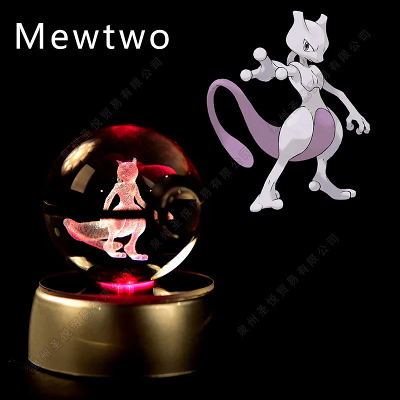 Lámpara Pokebola LED 3D con Base Multicolor | Pikachu, Mewtwo, Gengar, Snorlax y más